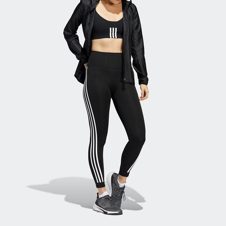 Adidas Opt Ticons 7/8 Training Striped Fitness Sports Leggings Women Bottoms Black H64211