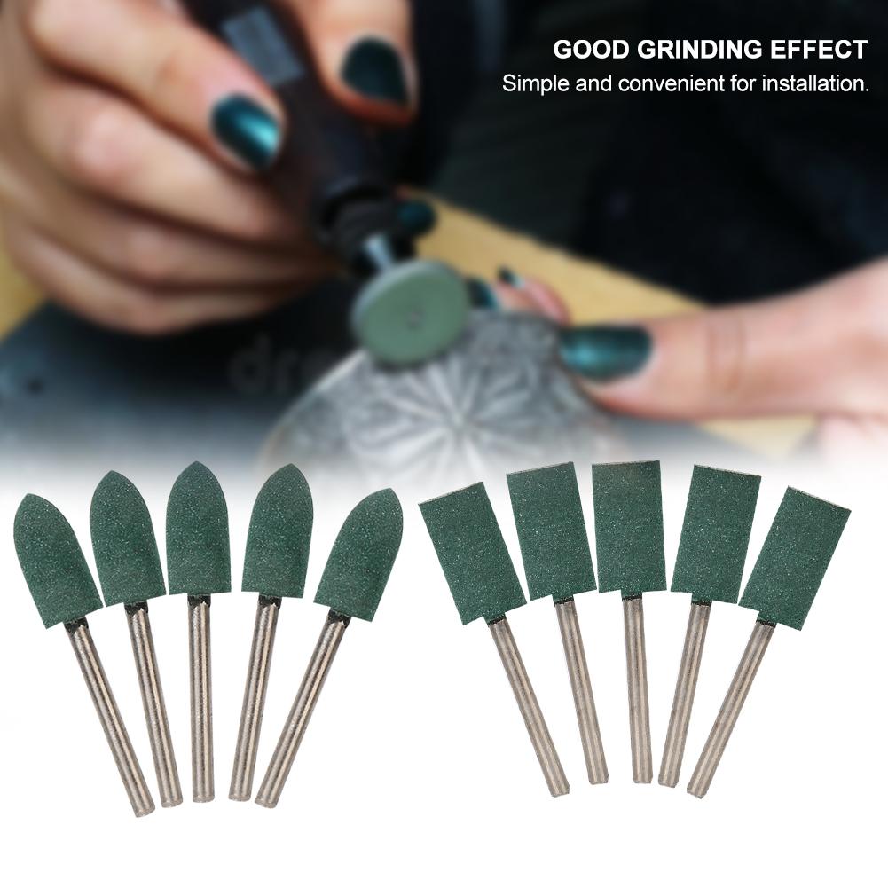 10Pcs Rubber Polishing Tool Buffing Wheel Head Jewelry Grinding Machine Accessory with Handle