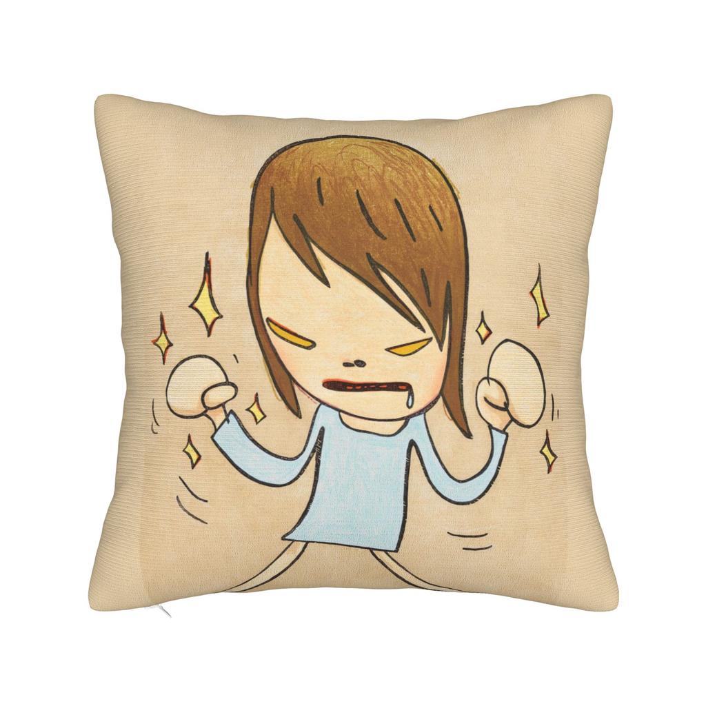 Angry Red Dress Nara Square Pillow Case Polyester Cushions for Sofa Yoshitomos Fashion Pillowcase