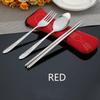 Travel Outdoor 3PC Stainless Steel Fork Spoon Chopsticks Cutlery Set Portable Camping Bag Picnic