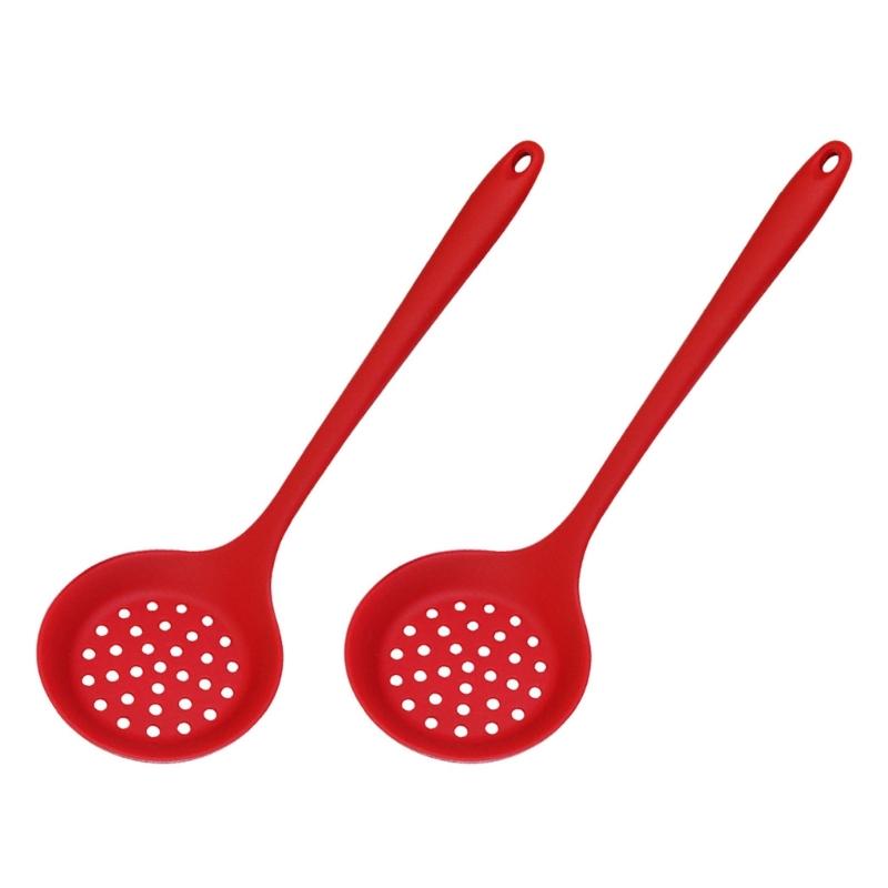 Set of 2 Kitchen Strainer Spoon Silicone Skimmer Slotted Spoon Strainer Ladle Strainer Spoon for Draining and Cooking