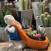 Whimsical Rabbit Carrying Carrot Resin Statue Versatile Indoor/Outdoor Decorative Planter, Perfect for Home,Garden, Ideal Gift for Holidays