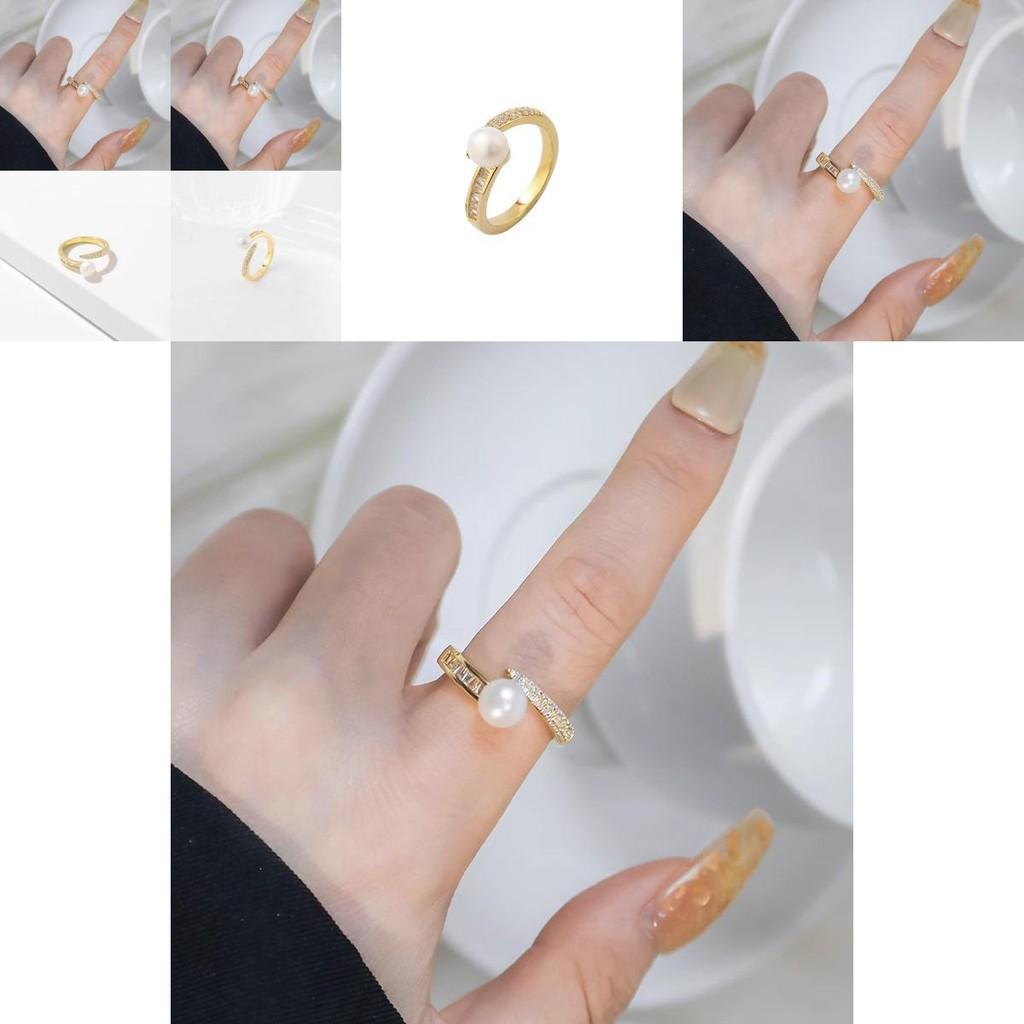 Modern And Stylish Pearl Zircon Adjustable Ring Exuding Luxury And Elegance