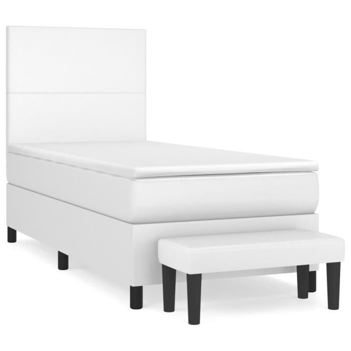 3137528 vidaXL Divan Bed with Mattress White 100x200cm Faux Leather