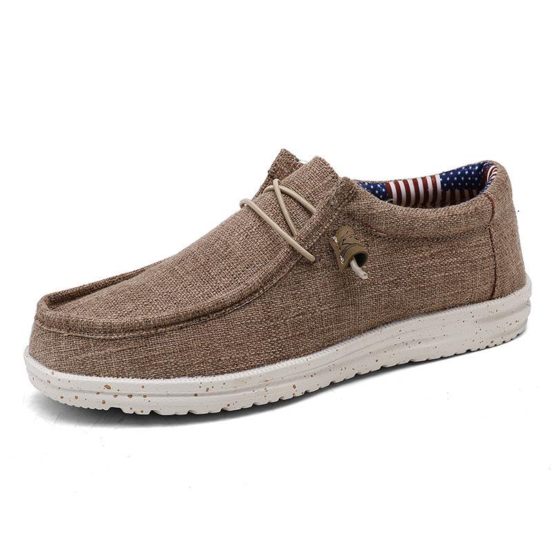 Men's Large Casual Korean Style Loafers - Breathable Light Canvas Slip-Ons
