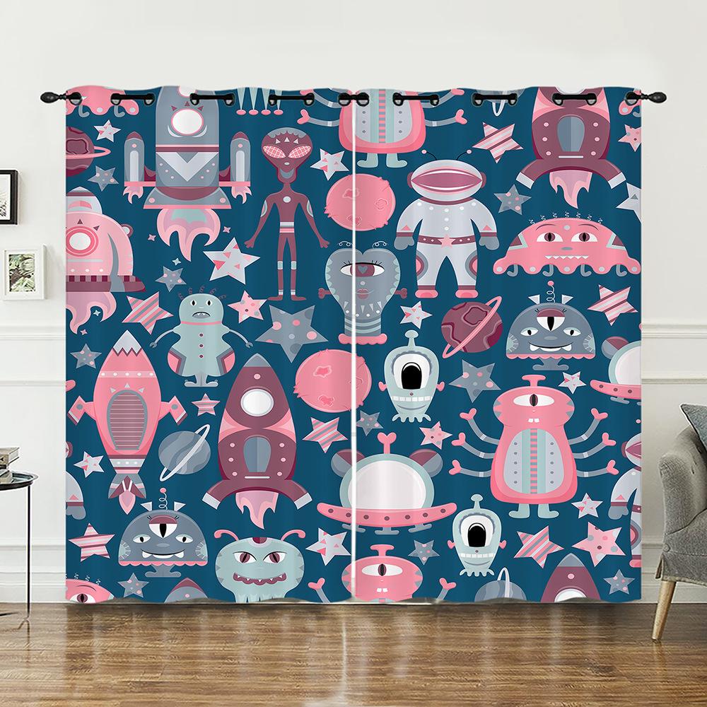 Curtain Bedroom Curtain Digital Printing Astronaut Planet Blackout Curtain Cloth