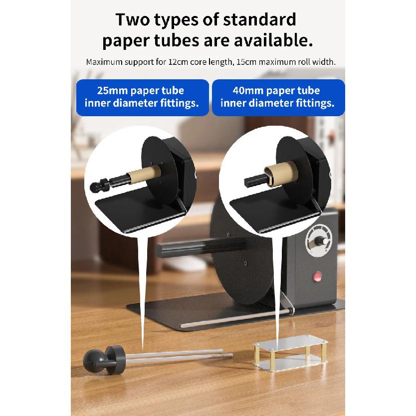 Automatic Label Rewinder 12V Self-Adhesive Barcode Paper Electric Label Rewinding Machine Label Spooler for Retail Food Labels