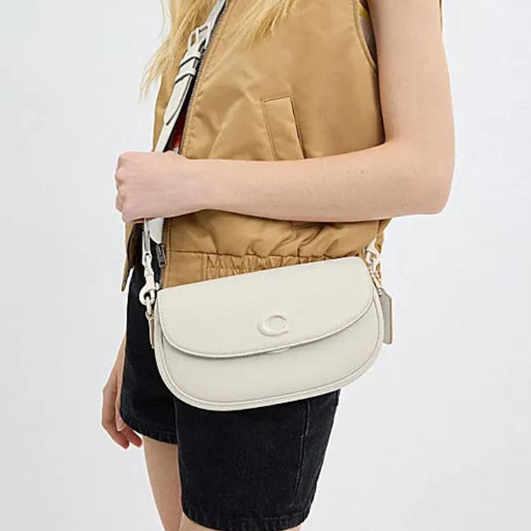 COACH EMMY Cow Leather Saddle Bag, Handbag, Shoulder Bag, Crossbody Bag Medium Women's White CR666-LHCHK
