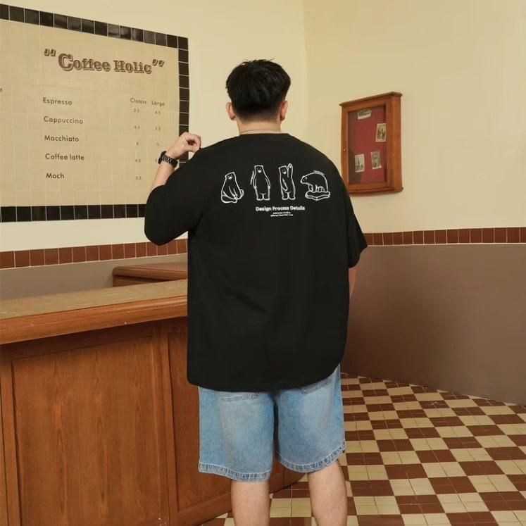 Stretch Fit Anti-wrinkle Loose Men's Short-sleeved Trend Printing Fashion Short-sleeved Top Cotton Comfortable Lightweight T-shirt