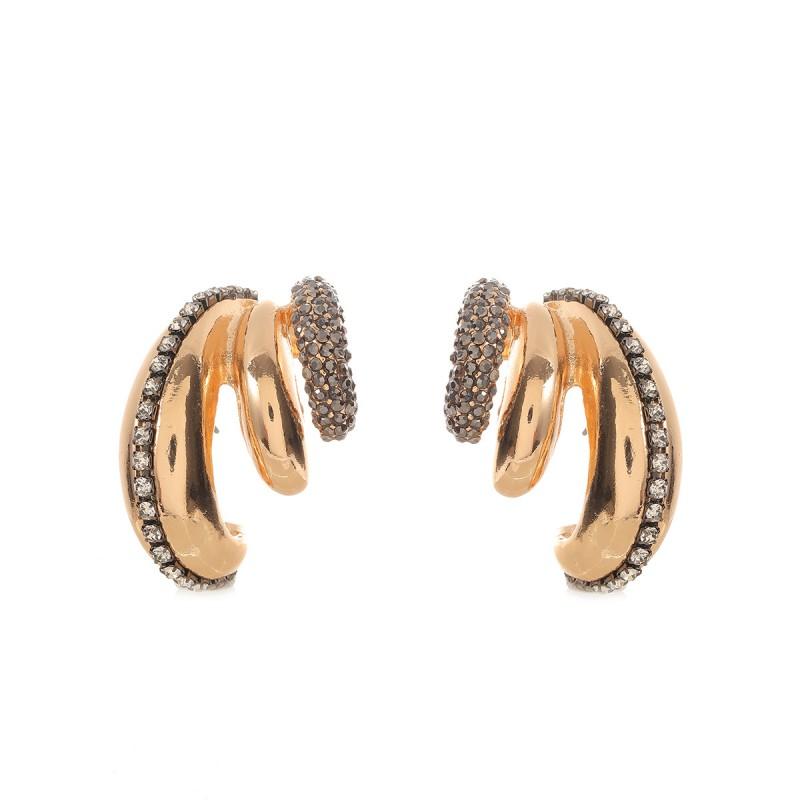 Oversized Geometric C-Shaped Layered Crystal Earrings Women Beach Vacation Fashion Statement Jewelry Gold