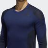 adidas Contrast Collar Slim Fit Long Sleeve T-Shirt Men Tops Victory-Blue H08745