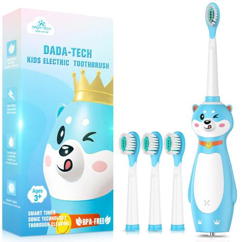 

Rechargeable Electric Toothbrush for Kids, Sonic Toothbrush with Timer, for Boys and Girls Ages 3 and Up, 3 Modes and Memory, Includes 4 Replacement B