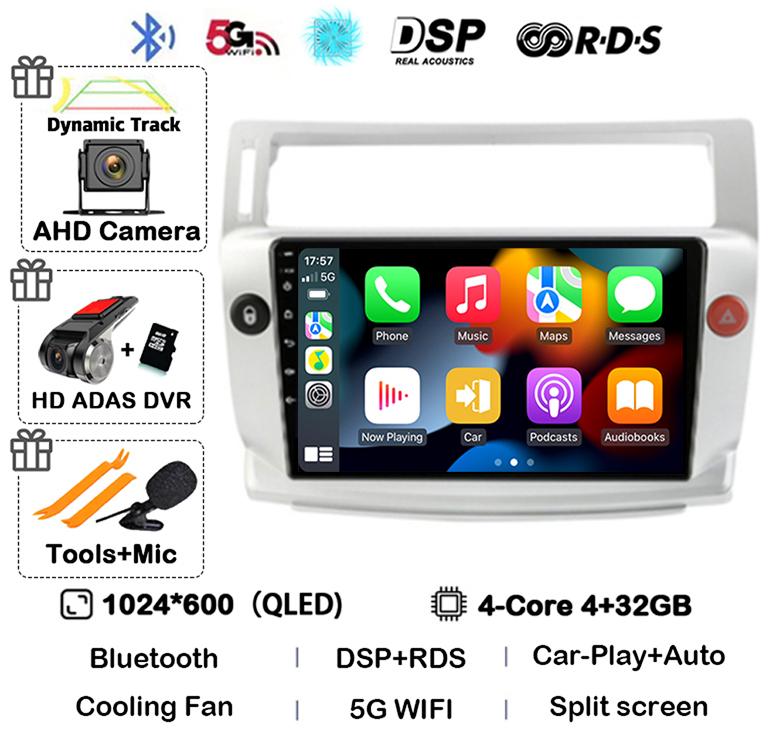 Android 14 Carplay Auto For Citroen C4 C-Triomphe Quatre 2004-2014 Car Radio Multimedia Video Player Head Unit Stereo 360 Camera