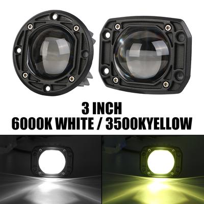 8D Linse 3 Zoll 2500LM Bündigmontage Nebelscheinwerfer LED Arbeitsscheinwerfer Fahrlicht Arbeitsscheinwerfer 6000K Weiß 3500K Gelb für Jeep Auto LKW Off Road 4x4 12V 24V