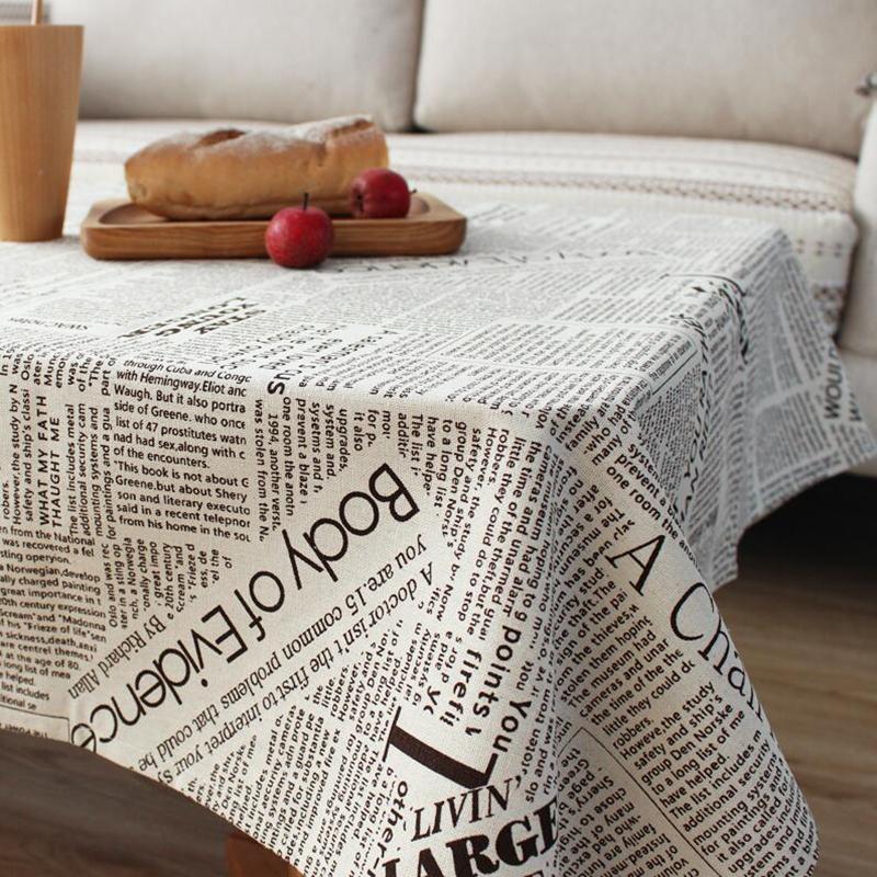 Retro British European English Newspaper Pattern Tablecloth Coffee Pendant Tea Table Pad