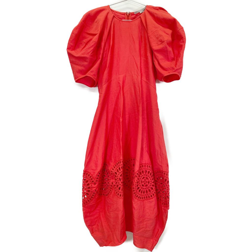STELLA McCARTNEY 6A0122 3BU304 Red Bride Anglaise Puff Sleeve Dress dress 36 RedUsed