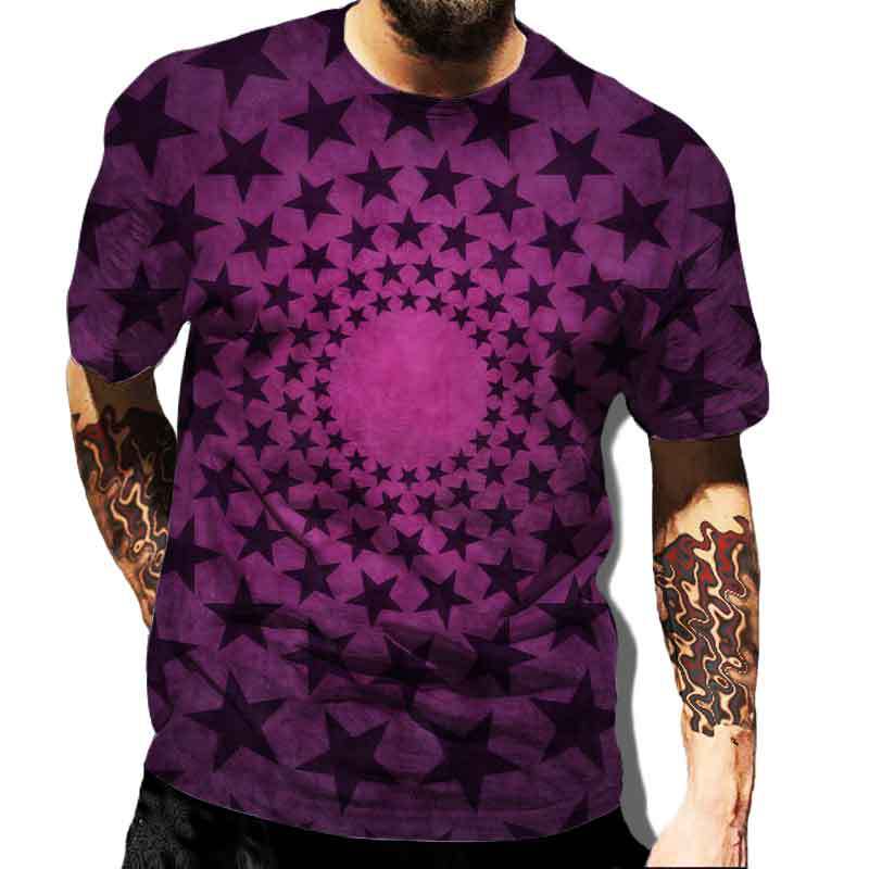 Men's Square Color Tie-Dye T-Shirt, Street Style, Casual, Fashionable, Breathable, Sporty