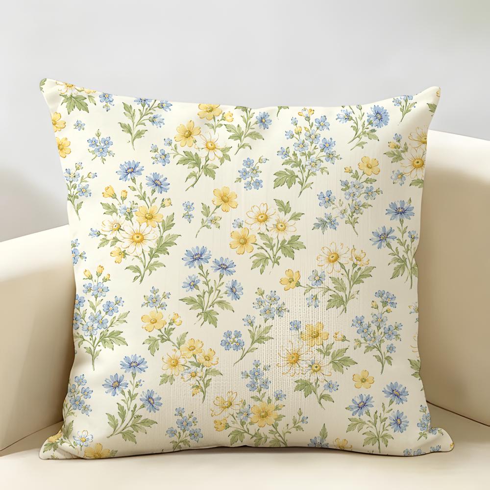 Vintage Ditsy Floral Country Bloom Cushion Cover Natural Linen Organic Fabric DoubleSided Printing Room Sofa Decor Pillow Case