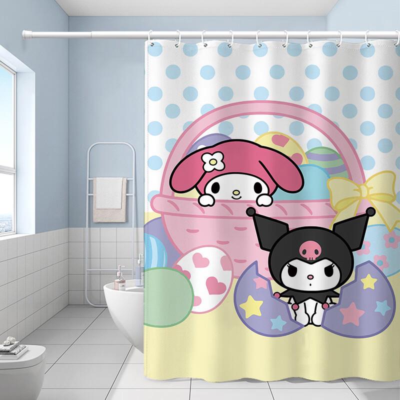 Kuromi Cartoon Princess Style Waterproof Shower Curtain