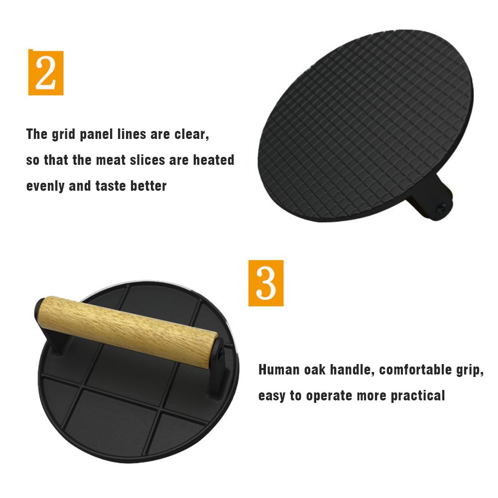 Aluminum Alloy Burger Press Outdoor Non Stick Round/Square Hand Meat Burger Press Tools With Wooden Handle For Home Kitchen BBQ