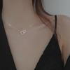 18K Gold Korean Love Double Ring Titanium Steel Necklace - Simple Luxury Clavicle Chain for Women