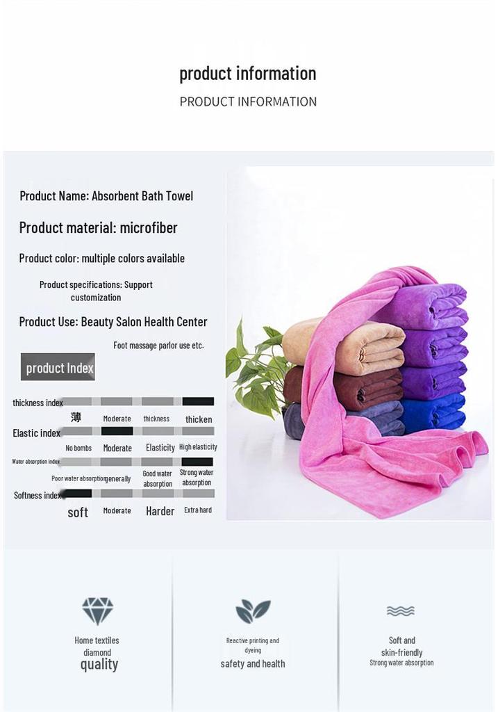 Ultra-Fine Fiber Quick-Dry Bath & Massage Bed Towel - Custom Logo, Thick, No-Shed, High Absorption