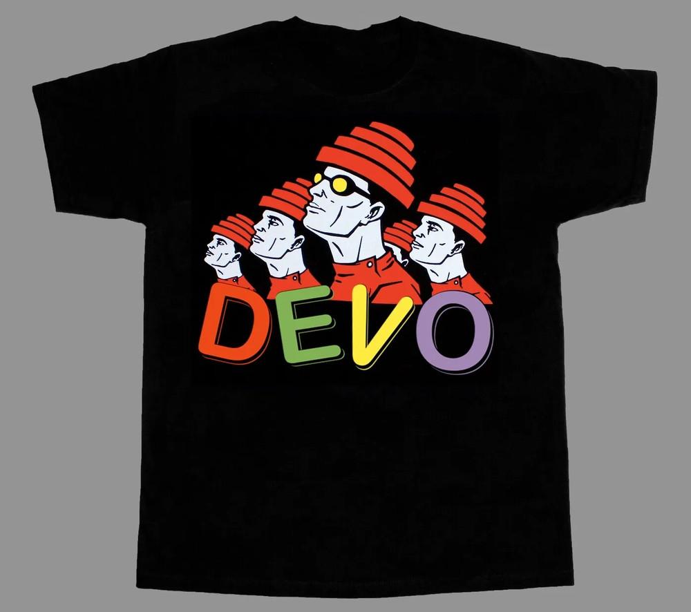 Vtg DEVO BAND Rock Band Cotton Black All Size Unisex Shirt BT325 Unisex T-Shirt S