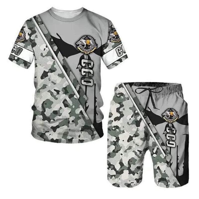 

Мужской летний повседневный комплект с 3D-принтом серии «Скелет», персонализированный, креативный, удобный, свободного кроя, с цветным принтом, спортивная одежда 6XL