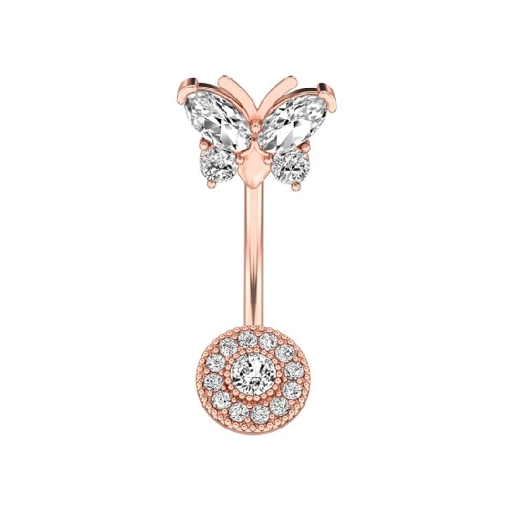 Hypoallergenic-Butterfly-Navel Belly Ring Barbells Bar Piercing Jewelry Decor 1