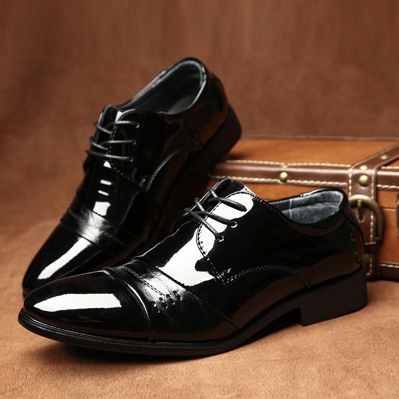 

Black Glossy Leather Shoes For Men Business Formal Shoes Soft Sole Breathable Shoes JZ-602 44 чёрный