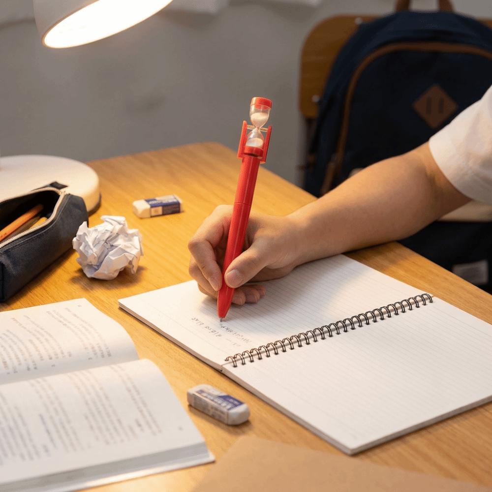 Twist Mechanism Hourglass Ballpoint Pen Black Ink Sand Clock Pen Novelty Pen  Study Gift