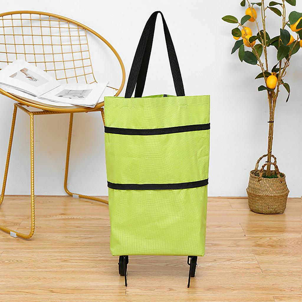 Foldable Shopping Bag Trolley Oxford Cart Wheel Handbag Eco-Friendly Reusabl
