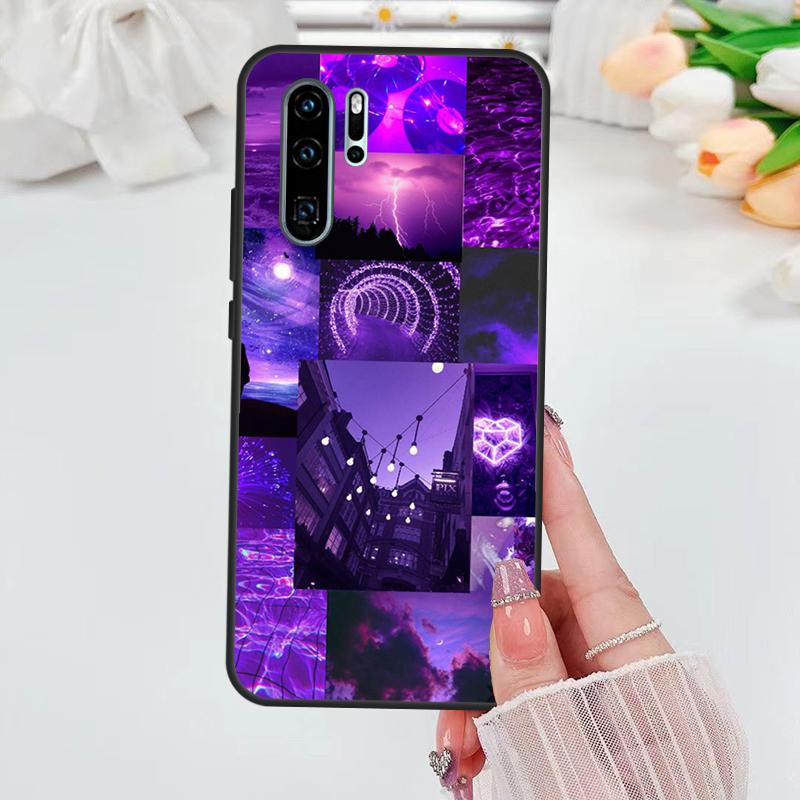 Étui esthétique violet pour Huawei Nova 5T 3i 7i 8i 11i 10 9 SE Y60 Y61 Y70 Y90 P20 P40 Lite P60 P30 Pro Housse