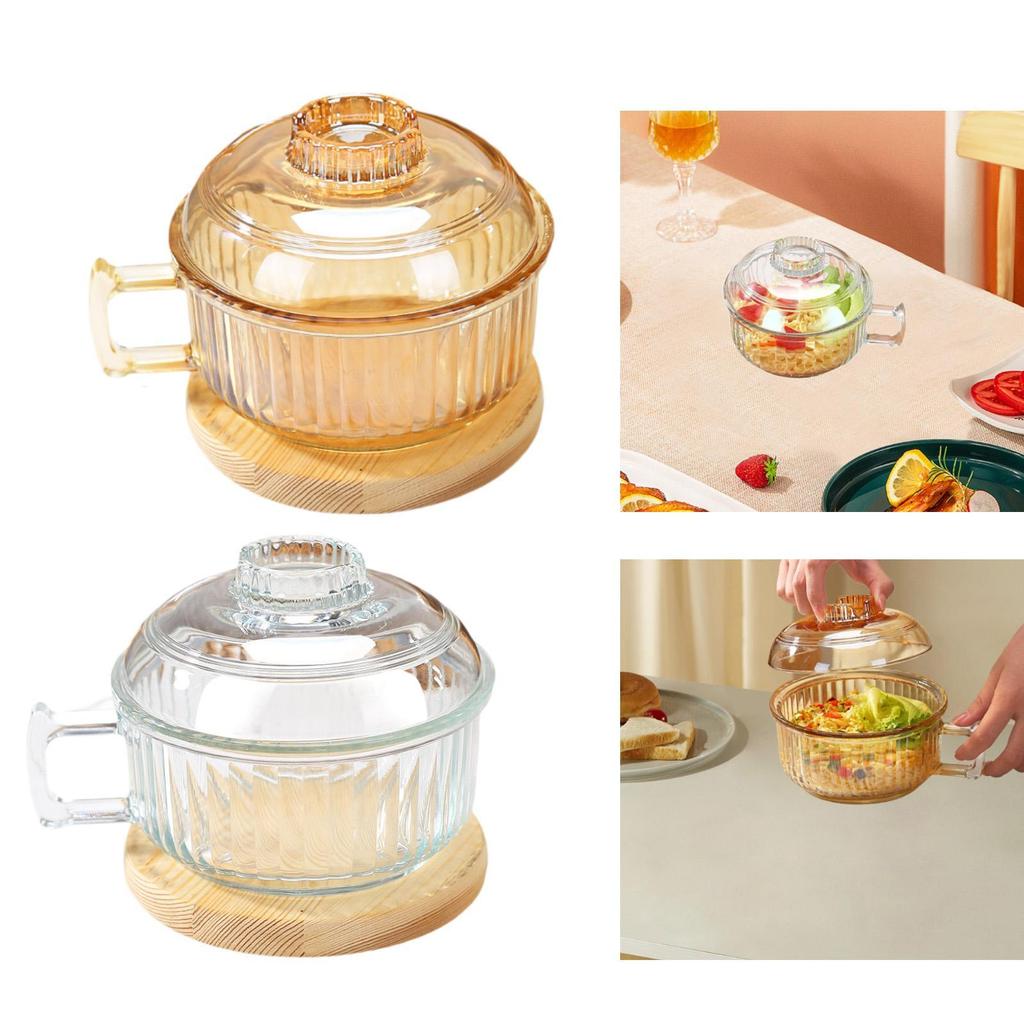 Glasnudelschalen Studentenwohnheim Eintopfschale mit Deckel und Griff für Suppe Milch Salat