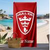 Asciugamano da Spiaggia Personalizzato Hull KR, Stampa il Tuo Nome Testo Asciugamano Leggero Assorbente per Nuoto Viaggio