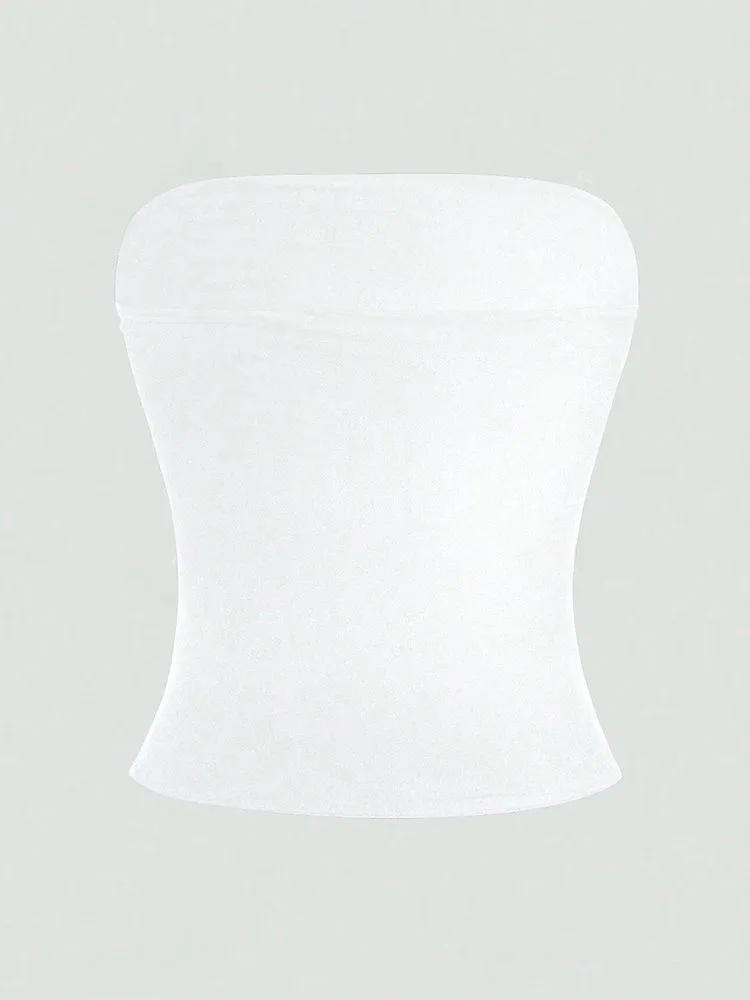 Crop Top Phumee Backless Tube Top Strapless Floral Printed  A2360