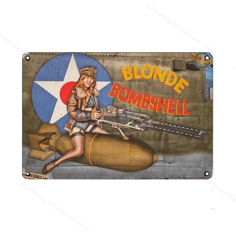 Vintage Classic Movie Tin Sign Retro Metal Plate Sexy Beauty Painting Wall Decor Airplane Plaque Pin Up Poster Room Decoration