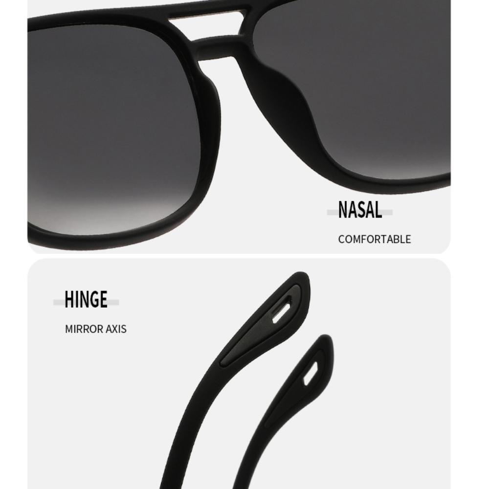 Men Double Bridge Polarized Sunglasses Large Rounded Square Lens UV Protection Outdoor Sport Driving Fishing Cycling Sun Glasses