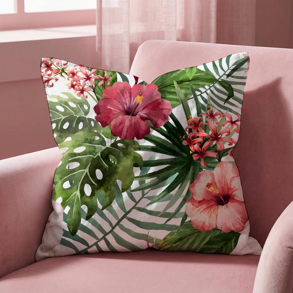 Tropical Leaves Series Cushion Cover Multi-Scene Pillow Cover for Home & Car - Reversible, Soft & Durable for Daily Use