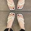 Fashion Pearl Flip Flops for Women Beaded Women Flats Clip Toe Slippers 2024 Summer New Square Toe Slides Cozy Zapatos De Mujer