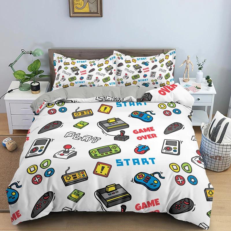 Game Bed Sets For Boys Gamer Comforter Duvet Cover Gaming Themed Bedroom Decor Single King Polyester Bedding Set Home Textile