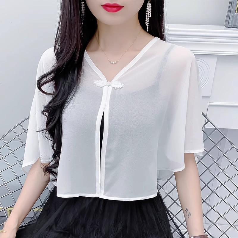 Chiffon Cheongsam Sommer Strickjacke Schal - Damen Leichte Sonnenschutz Oberbekleidung