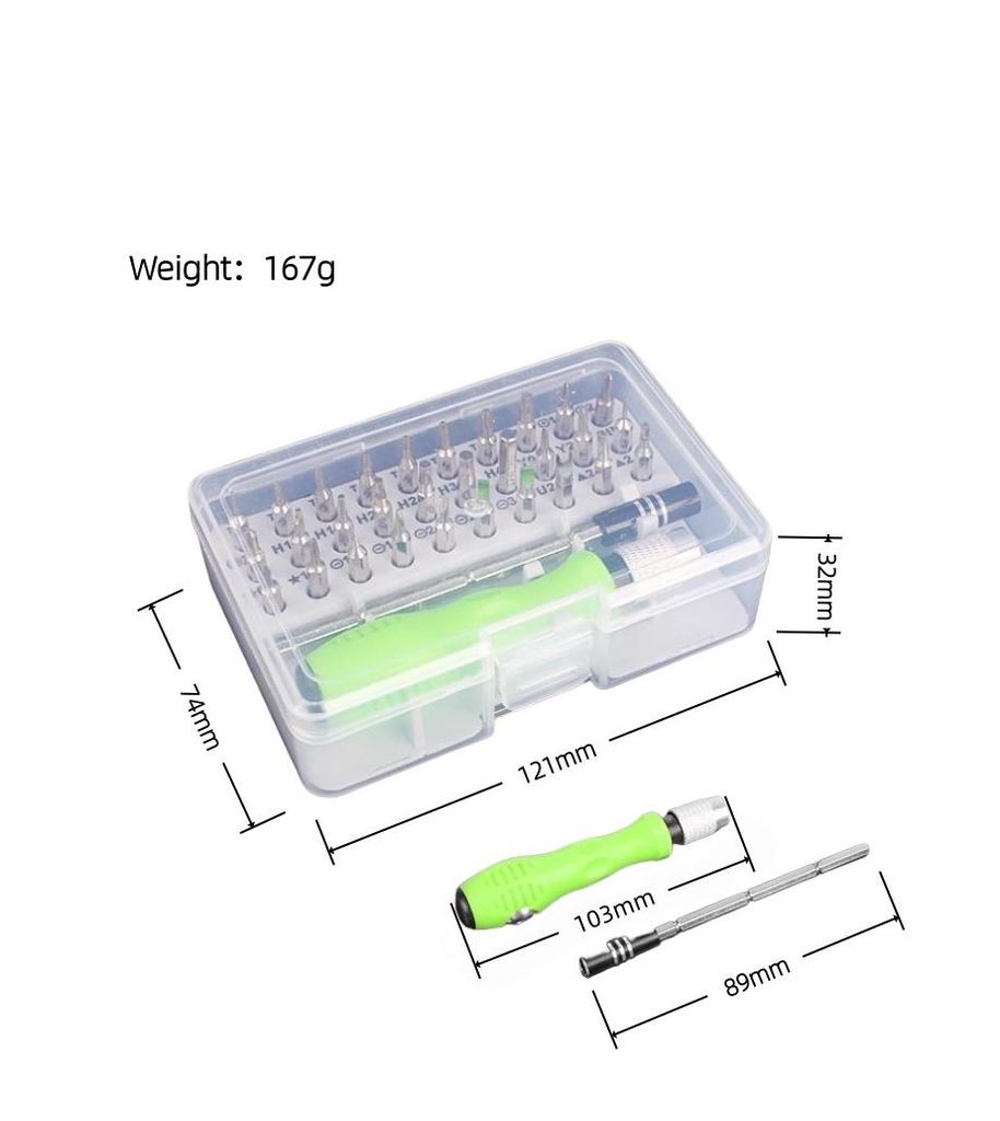 Set di 32 cacciaviti di precisione piccoli in 1 con custodia. Kit di strumenti professionali minuscoli per riparazioni per occhiali, orologi, laptop, elettronica, giocattoli, computer.