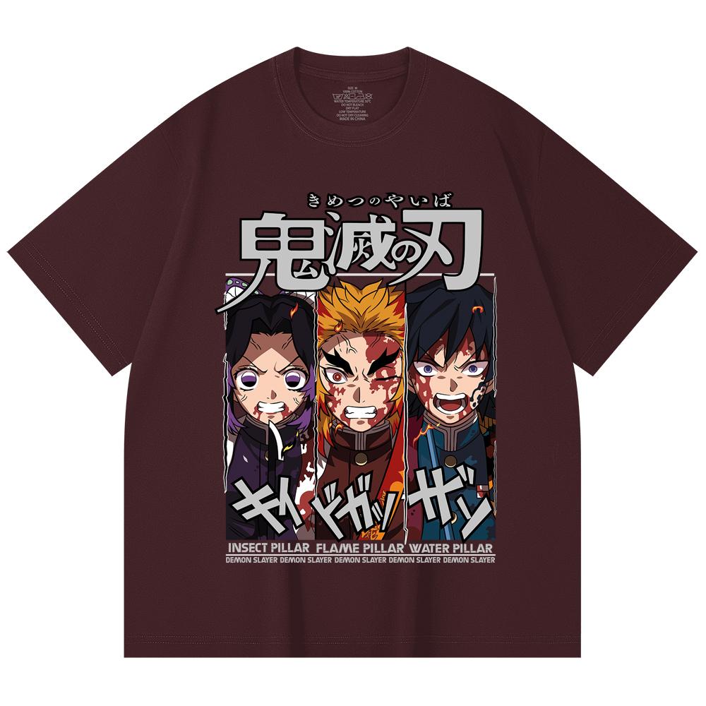 

230 Gsm 100% Cotton Demon Slayer V58 Pillars Print Unisex Heavy Cotton T Shirt 2XL