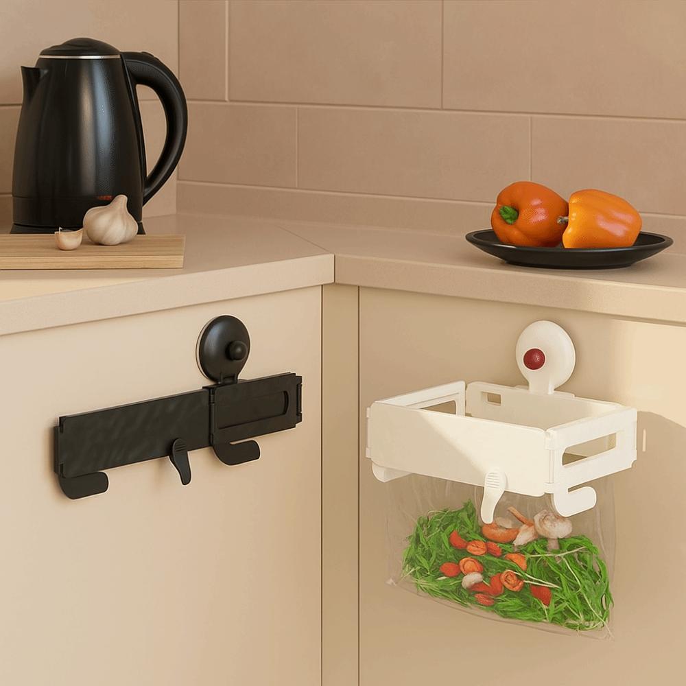 Hanging Suction Cup Trash Bag Holder Foldable Rubbish Storage Holder  Cabinet