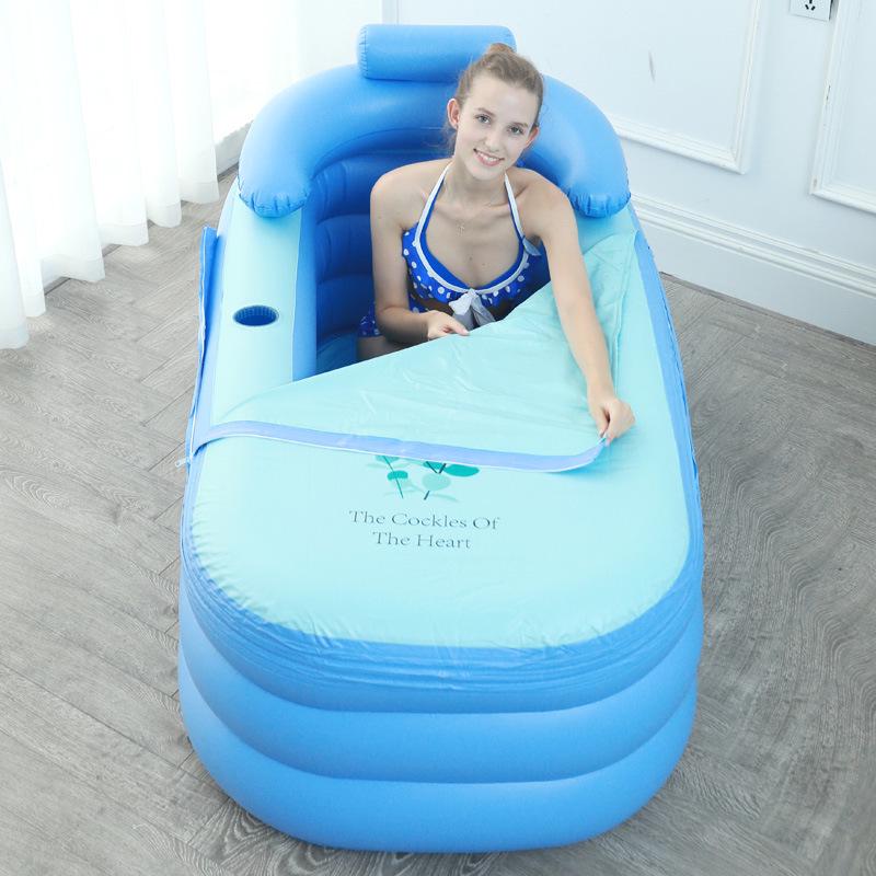

Foldable Inflatable Spa Bathtub for Adults - Massage, Shower, and Foot Bath Barrel Pink 140x84x75cm