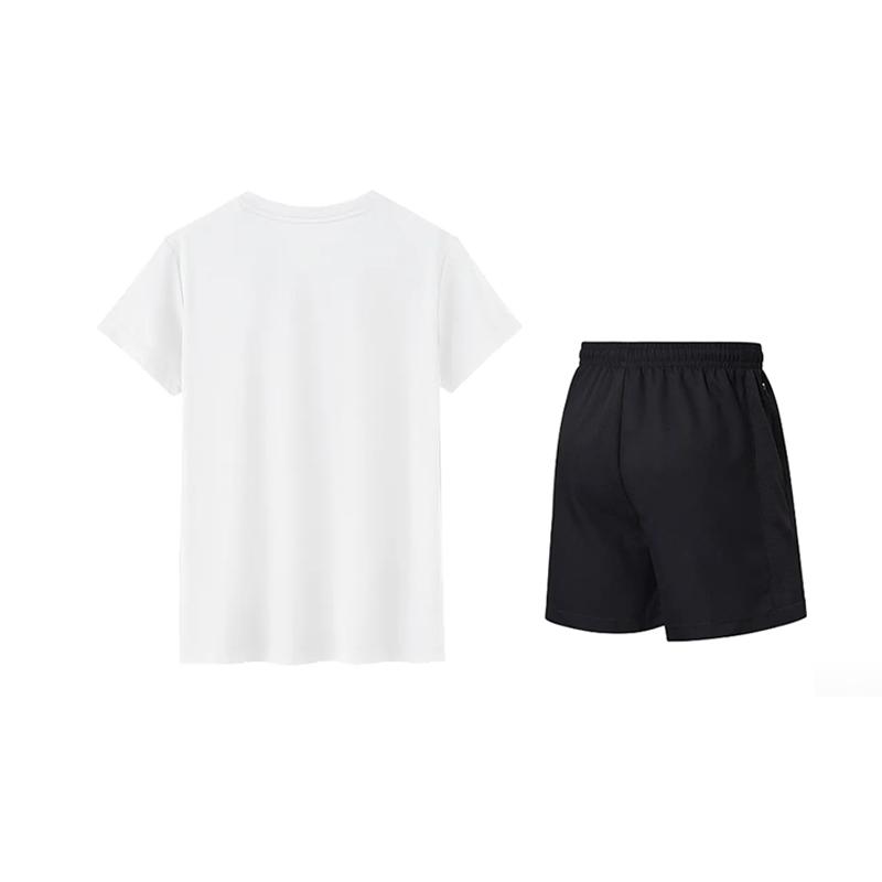 Li-Ning Plain Quick-Dry Breathable Short Sleeve Fashion Comfortable Simple Five-Point Pants Casual Sports Suit Unisex Suit YATV115-1