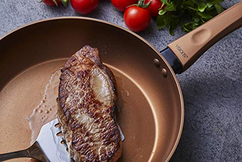 PEARL METAL VISIONS Frying Pan, 26cm, IH Compatible, Gold Coating, CP-8812