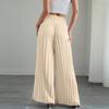 Women's Color Pleated Elastic Waist Tie Loose Wide-leg Pants