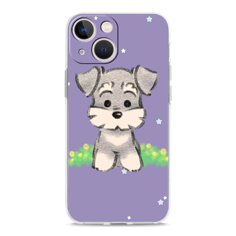 Cartoon Schnauzer Dog Phone Case For iPhone 11 Cases iPhone 15 12 13 14 16 Pro Max X XR XS 14 15 Plus 16Pro iPhone16 Clear Cover